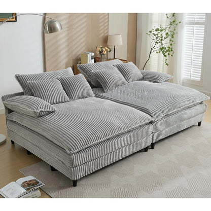 Canapé-lit en velours côtelé surdimensionné Harmonia 109 W, avec assise profonde, double chaise longue et 4 coussins