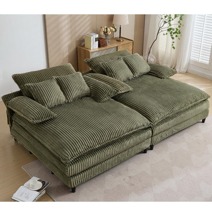 Canapé-lit en velours côtelé surdimensionné Harmonia 109 W, avec assise profonde, double chaise longue et 4 coussins