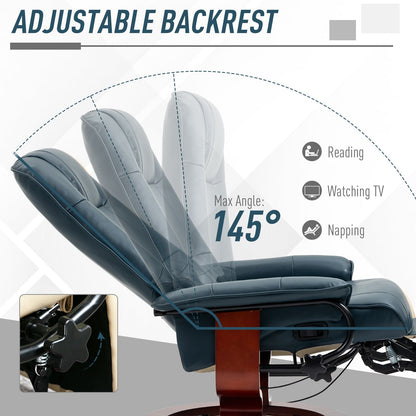 Fauteuil inclinable pivotant à base manuelle réglable en simili cuir avec repose-pieds confortable et relaxant de la marque HomCom