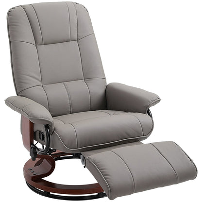 Fauteuil inclinable pivotant à base manuelle réglable en simili cuir avec repose-pieds confortable et relaxant de la marque HomCom