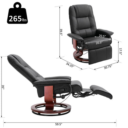 Fauteuil inclinable pivotant à base manuelle réglable en simili cuir avec repose-pieds confortable et relaxant de la marque HomCom