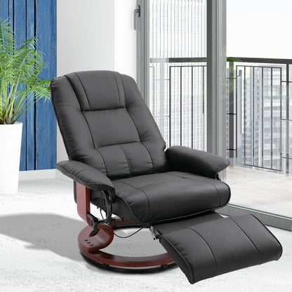 Fauteuil inclinable pivotant à base manuelle réglable en simili cuir avec repose-pieds confortable et relaxant de la marque HomCom