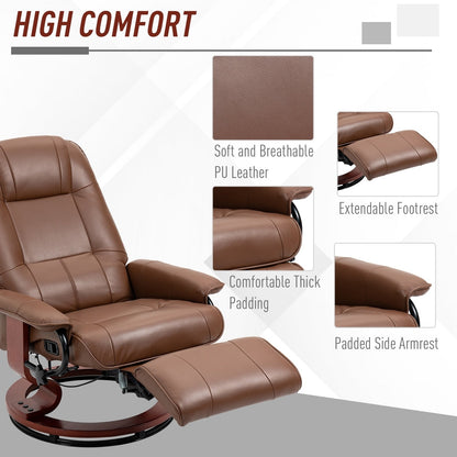 Fauteuil inclinable pivotant à base manuelle réglable en simili cuir avec repose-pieds confortable et relaxant de la marque HomCom