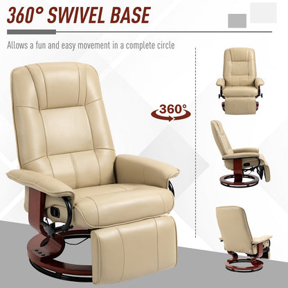 Fauteuil inclinable pivotant à base manuelle réglable en simili cuir avec repose-pieds confortable et relaxant de la marque HomCom