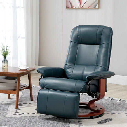 Fauteuil inclinable pivotant à base manuelle réglable en simili cuir avec repose-pieds confortable et relaxant de la marque HomCom