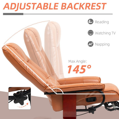 Fauteuil inclinable pivotant à base manuelle réglable en simili cuir avec repose-pieds confortable et relaxant de la marque HomCom