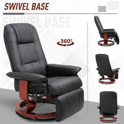 Fauteuil inclinable pivotant à base manuelle réglable en simili cuir avec repose-pieds confortable et relaxant de la marque HomCom
