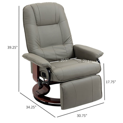 Fauteuil inclinable pivotant à base manuelle réglable en simili cuir avec repose-pieds confortable et relaxant de la marque HomCom