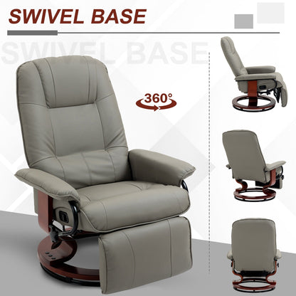 Fauteuil inclinable pivotant à base manuelle réglable en simili cuir avec repose-pieds confortable et relaxant de la marque HomCom