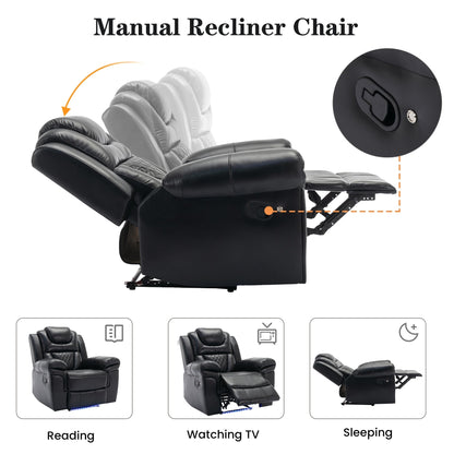 Fauteuil inclinable manuel pour cinéma maison avec rangement intégré.