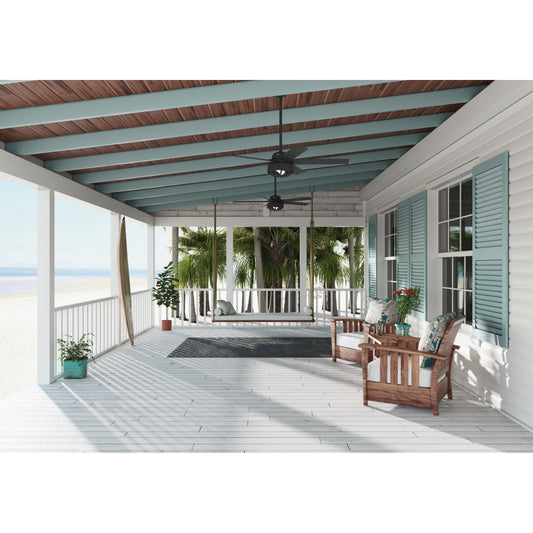 Hunter 52 Autumn Breeze II Ceiling Fan Indoor Outdoor LED Light & Handheld Remote - Industrial, Transitional, Modern, Caged