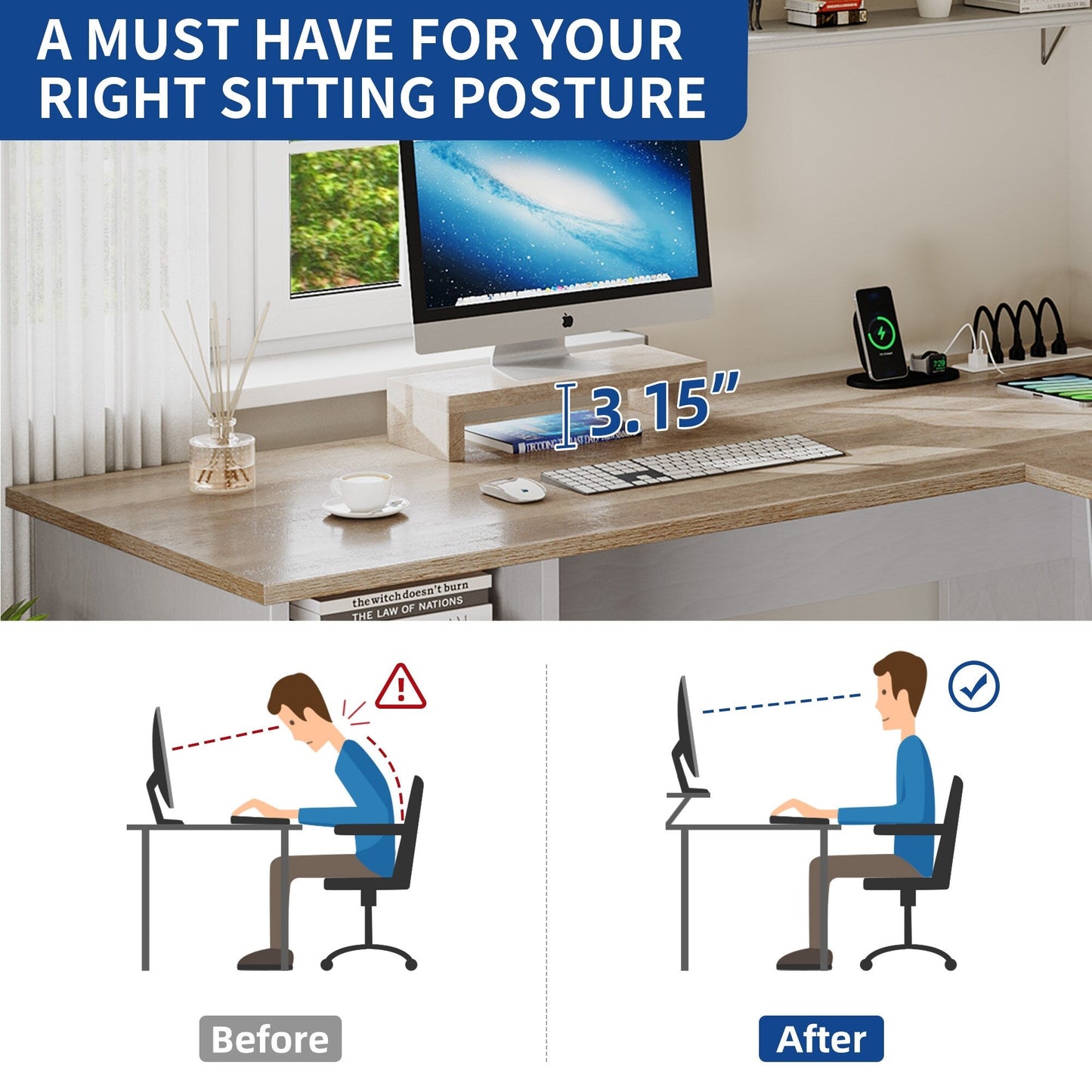 Bureau de jeu en forme de L Moasis, bureau d'ordinateur d'angle de 59 pouces avec support de moniteur