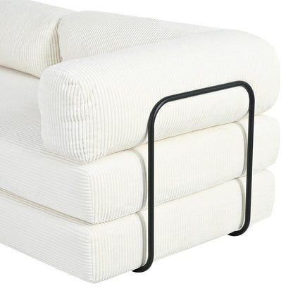 Canapé-lit modulable en forme de L en tissu cordou