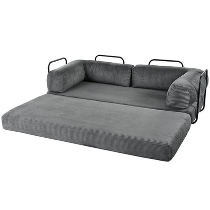 Canapé-lit modulable en forme de L en tissu cordou