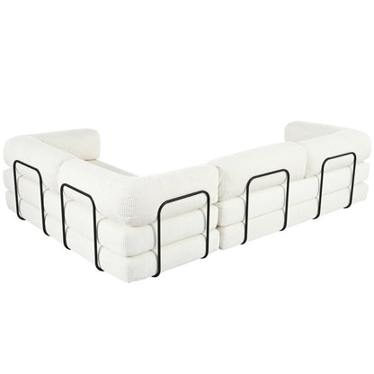 Canapé-lit modulable en forme de L en tissu cordou