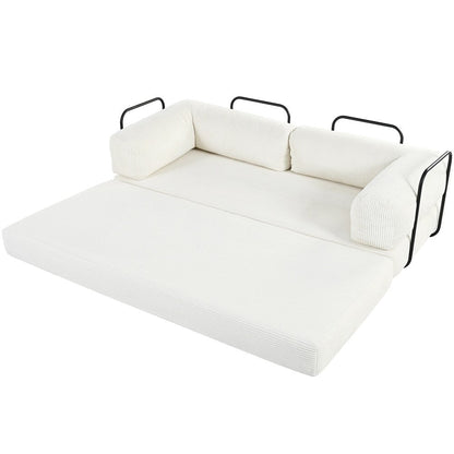 Canapé-lit modulable en forme de L en tissu cordou