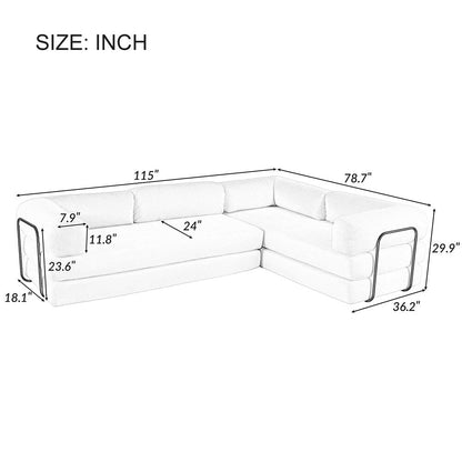 Canapé-lit modulable en forme de L en tissu cordou