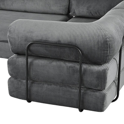 Canapé-lit modulable en forme de L en tissu cordou