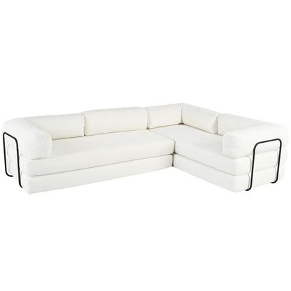 Canapé-lit modulable en forme de L en tissu cordou