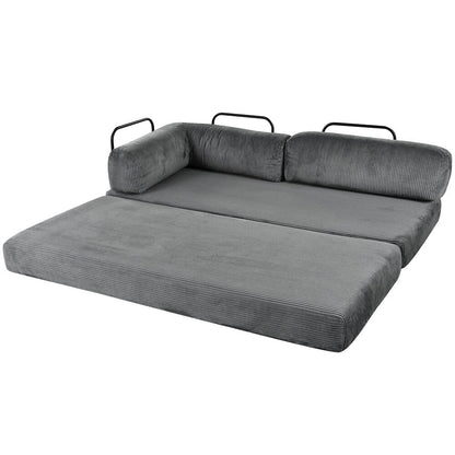 Canapé-lit modulable en forme de L en tissu cordou