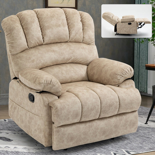 Grand fauteuil inclinable manuel pour adulte, confortable canapé inclinable individuel en tissu, fauteuil inclinable surrempli pour salon.