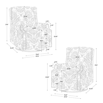 Lot de 2 chaises inclinables à bascule pivotantes à dossier manuel avec motif, 73,66 cm de largeur.