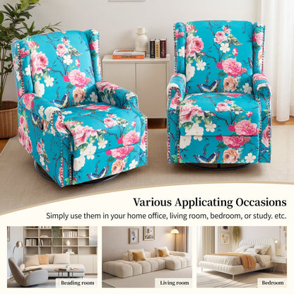 Lot de 2 chaises inclinables à bascule pivotantes à dossier manuel avec motif, 73,66 cm de largeur.