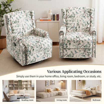 Lot de 2 chaises inclinables à bascule pivotantes à dossier manuel avec motif, 73,66 cm de largeur.