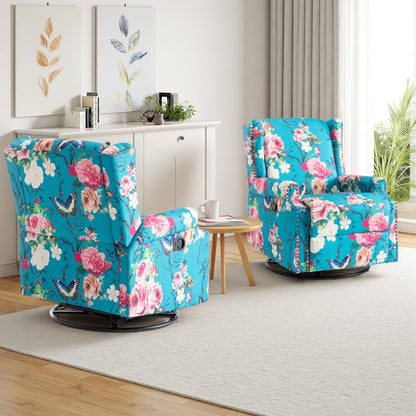 Lot de 2 chaises inclinables à bascule pivotantes à dossier manuel avec motif, 73,66 cm de largeur.