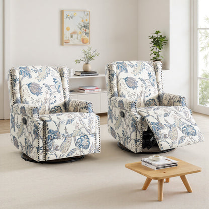 Lot de 2 chaises inclinables à bascule pivotantes à dossier manuel avec motif, 73,66 cm de largeur.