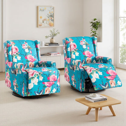 Lot de 2 chaises inclinables à bascule pivotantes à dossier manuel avec motif, 73,66 cm de largeur.