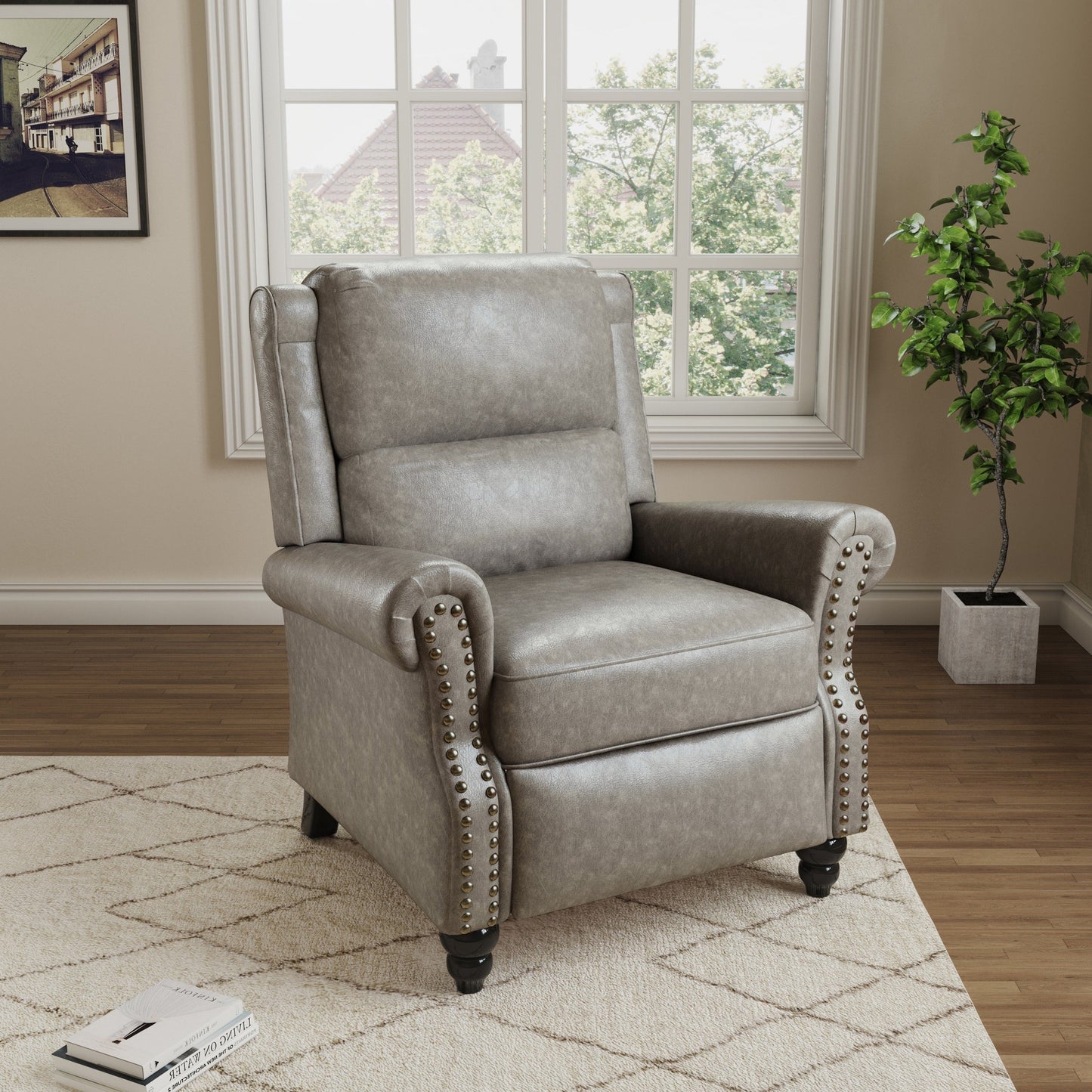 Fauteuils inclinables à commande manuelle avec garniture à clous cloutés