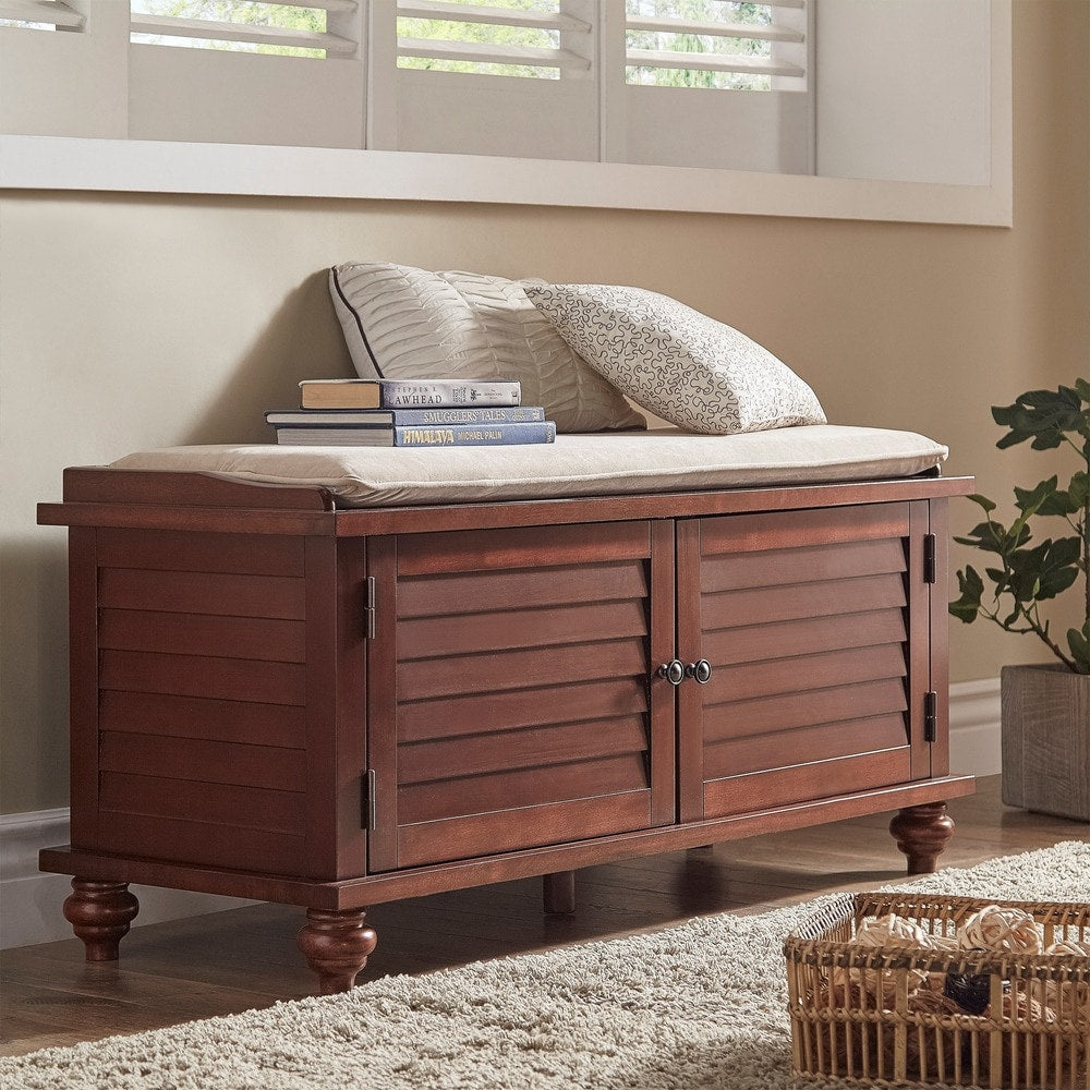 Banc de rangement à porte à volet avec coussin en velours Maybelle de iNSPIRE Q Classic