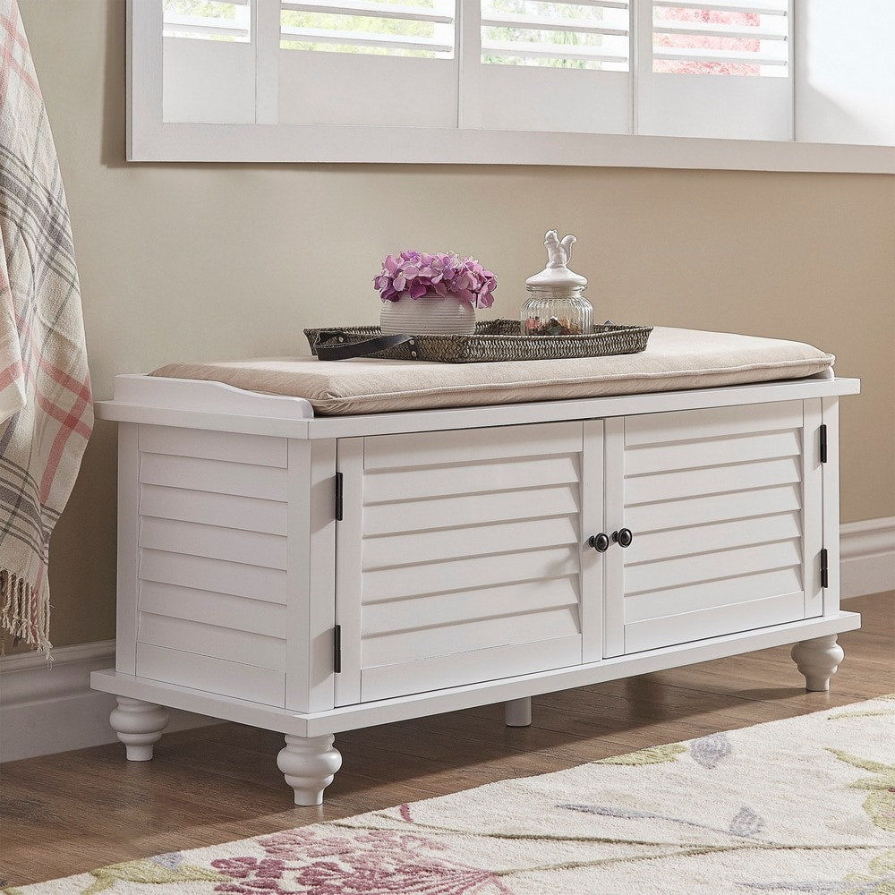 Banc de rangement à porte à volet avec coussin en velours Maybelle de iNSPIRE Q Classic