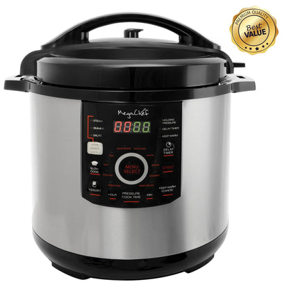 Casserole à pression numérique MegaChef et couvercle, capacité de 12 quarts