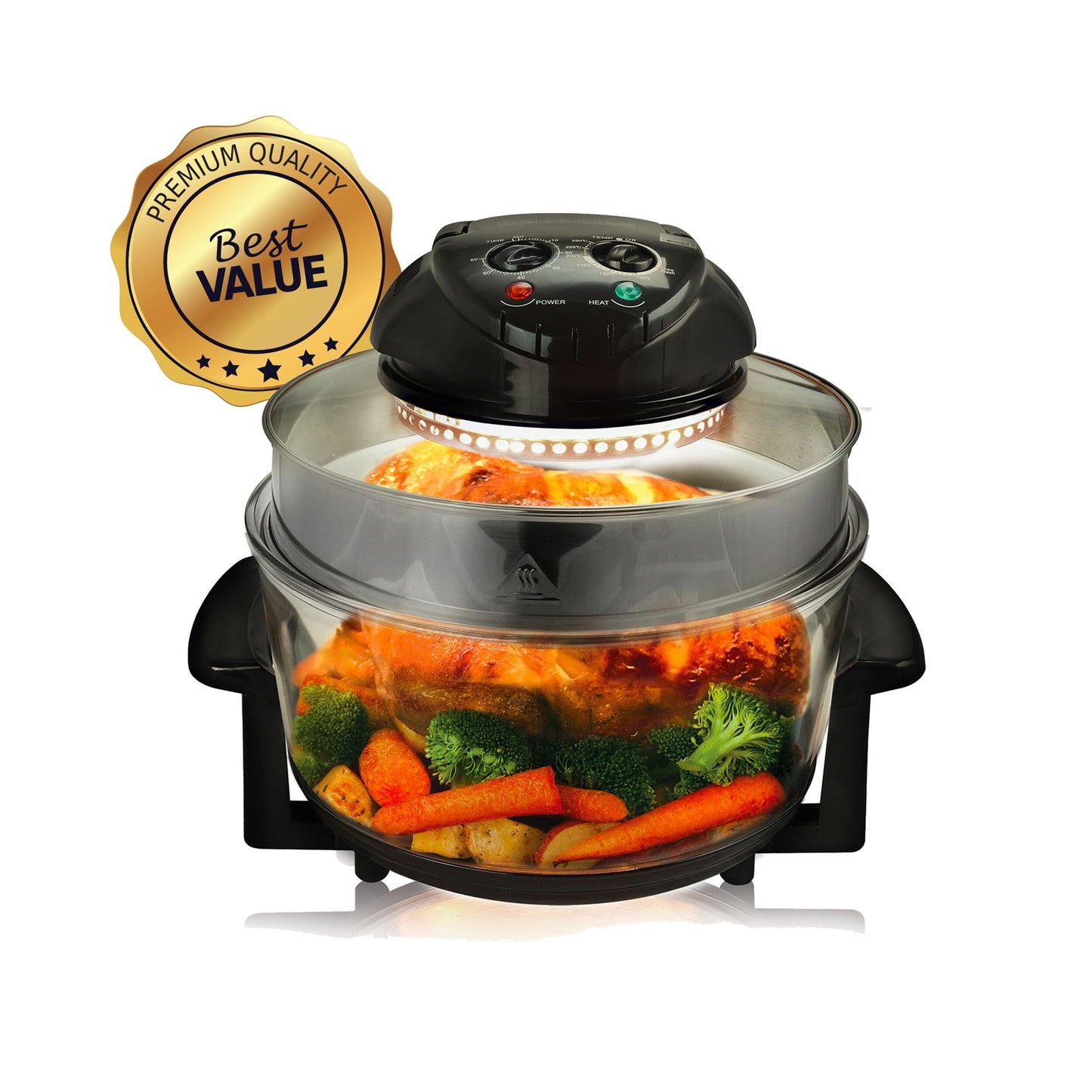 Friteuse à air portable à halogen MegaChef pour comptoir, couleur noire