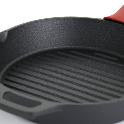 Ensemble de 6 pièces en fonte pré-épices MegaChef avec supports en silicone rouge