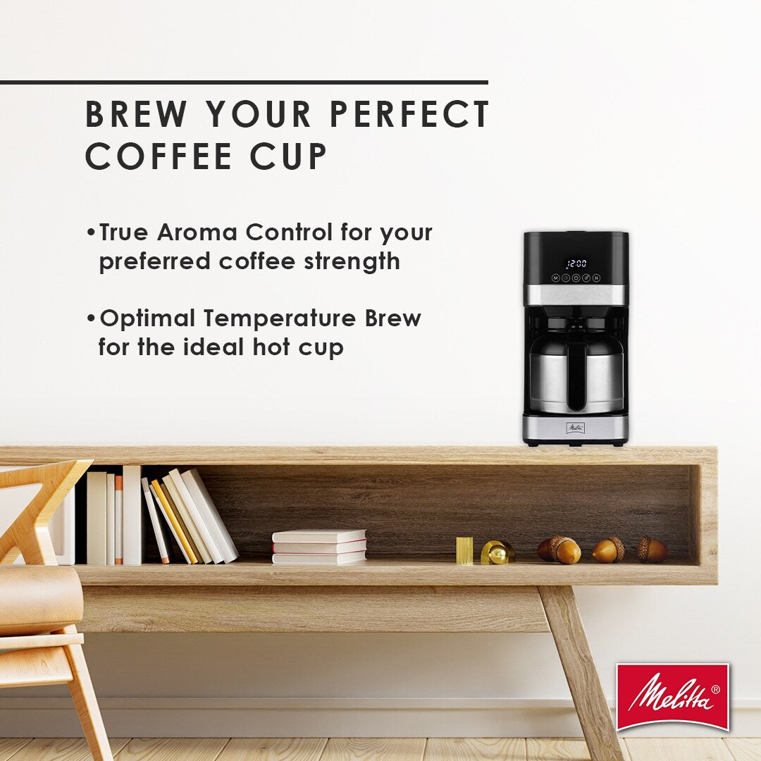 Machine à café goutte-à-goutte Melitta Aroma Tocco 8 tasses avec carafe isotherme et écran tactile