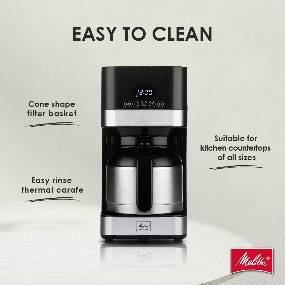 Machine à café goutte-à-goutte Melitta Aroma Tocco 8 tasses avec carafe isotherme et écran tactile