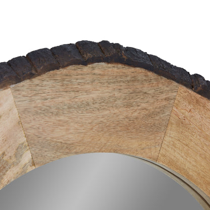 Miroir mural rond en bois à bords naturels Meredith de River of Goods - 30,5 x 1 x 30,5 cm