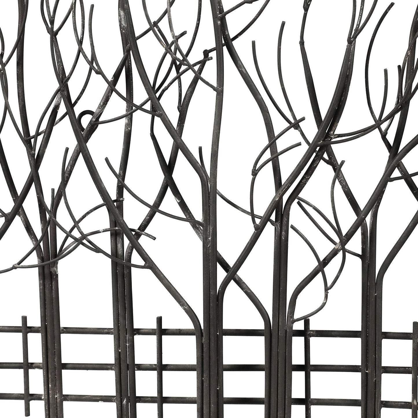 Décoration murale en métal noir représentant un champ d'arbres