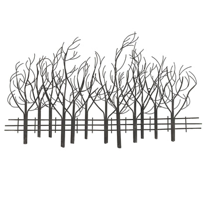 Décoration murale en métal noir représentant un champ d'arbres