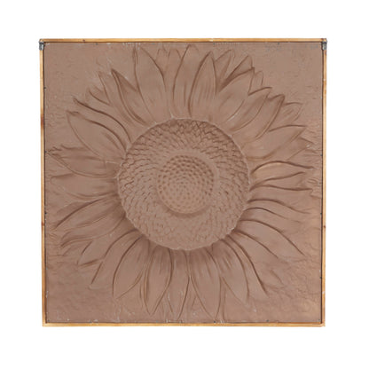 Décoration murale florale en métal représentant un tournesol avec détails en relief - Gris - Roche River Decor