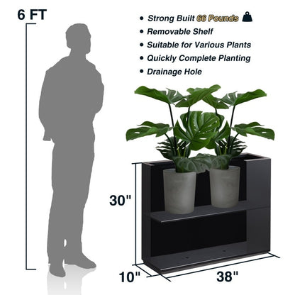 Grand bac à plantes métallique pour extérieur, 96,5 x 76,2 x 76,2 cm (LxlxH) - Bac à plantes avec séparateur métallique - 96,5x76,2x76,2