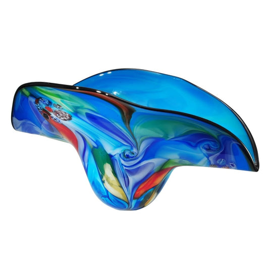 Bol en verre artistique soufflé à la main, effet métamorphique