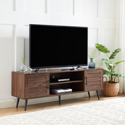 Meuble TV style Mid-Century Modern pour télévisions jusqu'à 70 pouces, meuble multimédia - 52 cm (H) x 150 cm (L) x 39 cm (P)