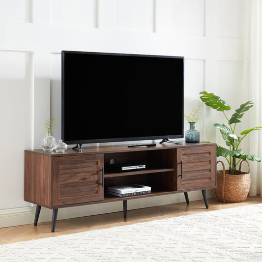 Meuble TV style Mid-Century Modern pour télévisions jusqu'à 70 pouces, meuble multimédia - 52 cm (H) x 150 cm (L) x 39 cm (P)