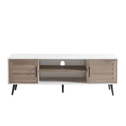Meuble TV style Mid-Century Modern pour télévisions jusqu'à 70 pouces, meuble multimédia - 52 cm (H) x 150 cm (L) x 39 cm (P)