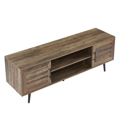 Meuble TV style Mid-Century Modern pour télévisions jusqu'à 70 pouces, meuble multimédia - 52 cm (H) x 150 cm (L) x 39 cm (P)