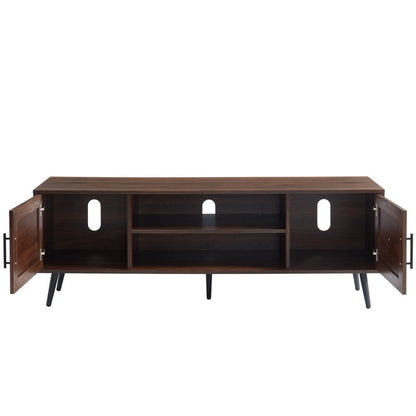 Meuble TV style Mid-Century Modern pour télévisions jusqu'à 70 pouces, meuble multimédia - 52 cm (H) x 150 cm (L) x 39 cm (P)